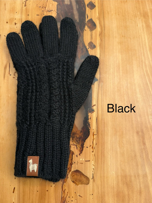 Full Finger Classic Cable Alpaca Gloves