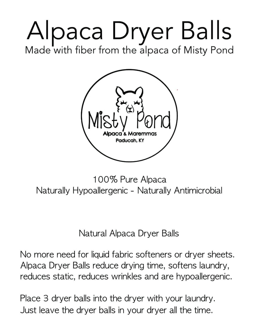 Alpaca Dryer Balls(set of 3)